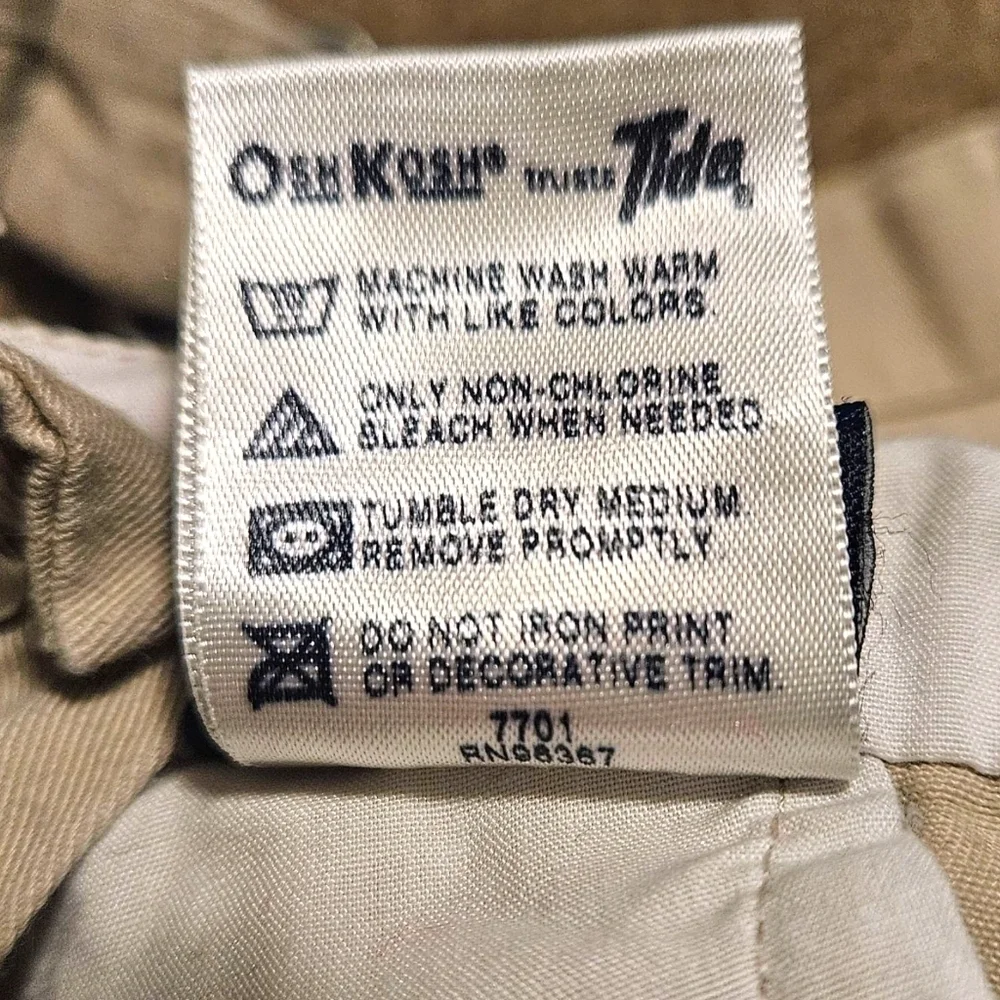 Vtg y2k OshKosh B’gosh Beige Overalls 12M Baby Boy OKB Patch Utility 100% Cotton